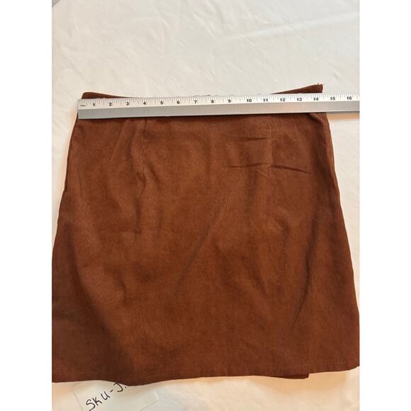 SHEIN Med 90's Y2K Festival Sexy Brown Straight Pencil Corduroy Soft Mini Skirt - Picture 5 of 7